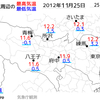 今季最低気温　青梅で-0.1度