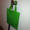 最近作ったもの パターンレーベル ブックバッグS 緑帆布と緑ストライプ（2つ目）