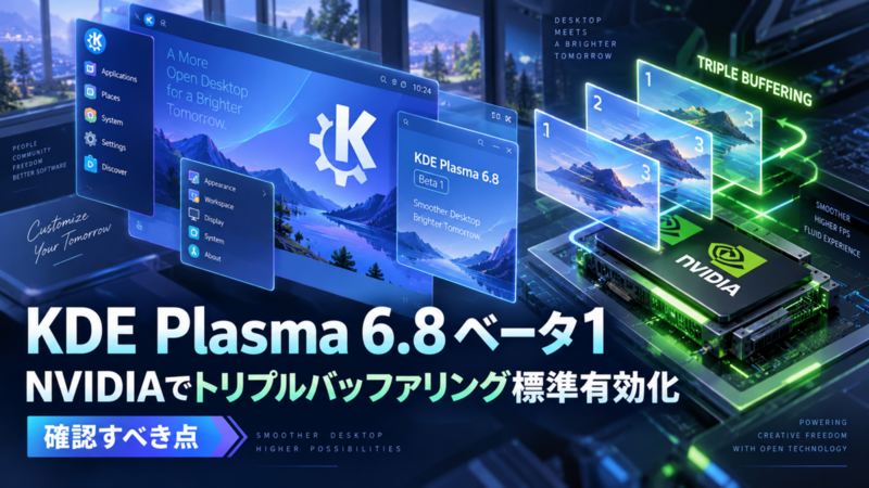 KDE Plasma 6.8ベータ1で何が変わった？NVIDIA GPUのトリプルバッファリング標準有効化と確認すべき点