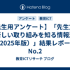 【先生用アンケート】「先生方が新しい取り組みを知る情報源（2025年版）」結果レポート No.2