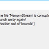 【Unity】The file 'MemoryStream' is corrupted! Remove it and launch unity again!