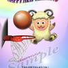 スポーツ年賀状テンプレート補強の2015年。バスケのダンク決める羊