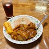 台風の朝は、前日作った海老カレーを食べました。