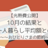 光熱費公開：10月の結果と東京一人暮らし平均額との比較