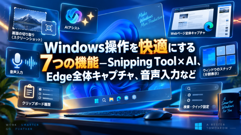 Windows操作を快適にする7つの機能―Snipping Tool×AI、Edge全体キャプチャ、音声入力など