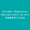 【2018年11月】ANA VISA ワイドゴールドカードの魅力