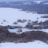 雪晴れの大沼公園を通過する、キハ40を撮る！(日暮山俯瞰編)