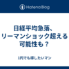 日経平均急落、リーマンショック超える可能性も？