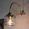 USAヴィンテージガラスグローブシェード真鍮製ブラケットライト｜インダストリアル壁掛け照明 [WOL-25-002]