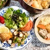 サーモンのソテー タコと豆の炒めものを添えて　もうひと味を加えたら？