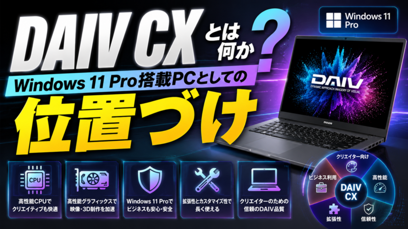DAIV CXとは何か、Windows 11 Pro搭載PCとしての位置づけ