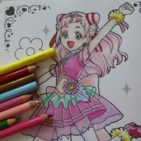 完成 色鉛筆でプリキュアぬりえが塗りあがりました Hugっと プリキュアぬりえより 塗り絵日記