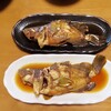 あこうの煮付け、丸なすのオイル焼き、きざみオクラ椎茸の煮びたし、もやしとほうれん草のナムル