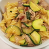 ズッキーニと豚肉のショートパスタ