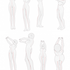 女性が両腕を伸ばして立っているポーズ集【イラストトレス素材】