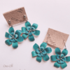 ブルーグリーンの革花ピアス＆イヤリング｜涼しげな季節のアクセサリー｜過去作品＃019【革花ダイアリー】