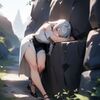 leaning on stone (石に寄りかかったようなイメージ) by Animagine XL V3.1