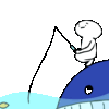 【クソgif】クジラの上で魚釣り