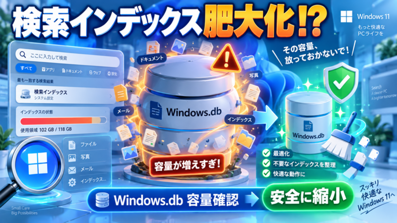 Windows 11の検索インデックスが肥大化？Windows.dbの容量確認と安全に縮小する方法