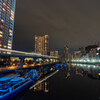 運河夜景と光跡