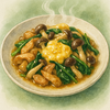 ごはんもお酒もすすむ！ 鶏皮ときのこのうま煮炒め【卵とじ風】