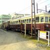 仏生山駅近くで止まっていたレトロ電車3両