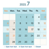 2025年７月の営業予定
