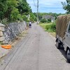 刈るのは、刈り終わったので、道路に落ちた