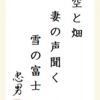 空と畑妻の声聞く雪の富士