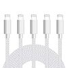 iPhone 充電ケーブル【5本セット 3/3/6/6/10FT】Lightning ケーブル 超高耐久ナイロン USB同期&充電 ナイロン編み 断線に強い 急速充電 ライトニングケーブル iPhone/iPad/iPod各種対応 (シルバーグレー)