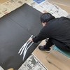 大きな紙は線を引く書道教室