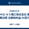 #431 ＮＸ機工株式会社 第39期決算 当期純利益 94百万円
