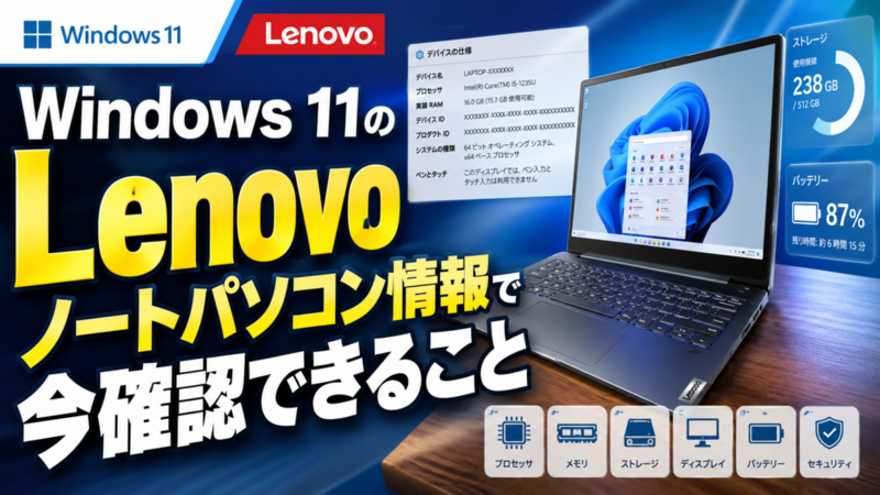 Windows 11のLenovoノートパソコン情報で今確認できること
