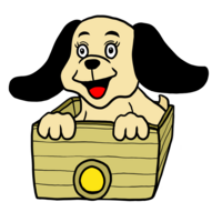 トロッコにのるかわいい犬のイラスト
