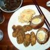 夕食　カキフライ・スコッチエッグ