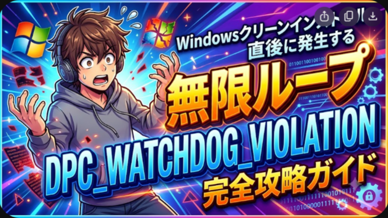 Windowsクリーンインストール直後に発生する無限ループとDPC_WATCHDOG_VIOLATIONの完全攻略ガイド
