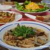 ☆あさりと豚肉のスープパスタ＆ピザ風ハッシュドポテト☆