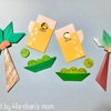 はぁちゃんママの折り紙劇場と、定期講座の一幕。／Special works by Ha-chan's mom & recent my origami class