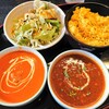 金沢市桂町にあるマハクで、Cランチ(カレー2種類、プレーンナン、ターメリックライス、サラダ、チキンティッカ)。