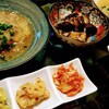 鰈の唐揚げおろしだしと、揚げ茄子の香味醤油。