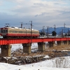 近江鉄道、雪景色を撮る。