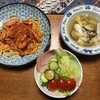 ベーコンとボロニアソーセージのパスタ