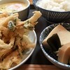 野菜かき揚げ、とろろ満月、高野煮、中ご飯