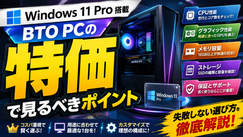 Windows 11 Pro搭載BTO PCの特価で見るべきポイント