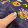 ハロウィンクロスステッチ：三日月とカエル