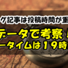 ブログ記事は投稿時間が重要！データで考察！！キータイムは19時だ！！