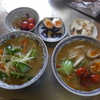 幸運な病のレシピ（ 2095 ）昼 ：糖尿病患者(僕)の我慢しないラーメン（たっぷりの野菜とお肉とトッピング、1人前の麺とスープを2人で食べる）