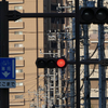 早朝散歩の風景　信号機