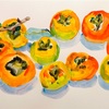 日々絵「庭の柿　Persimmon in the garden」20.10.20