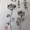 墨絵で薔薇